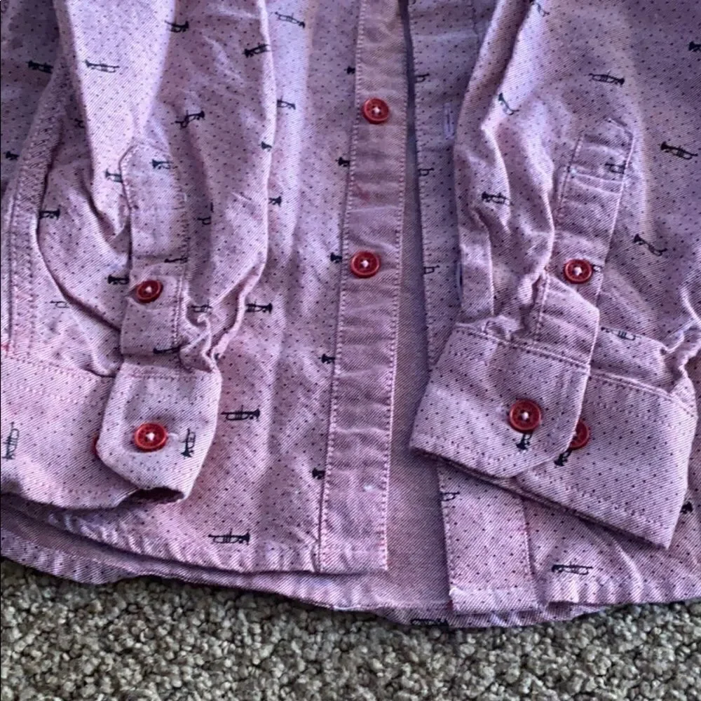 Ben Sherman Pink Button Down with Black Trumpets